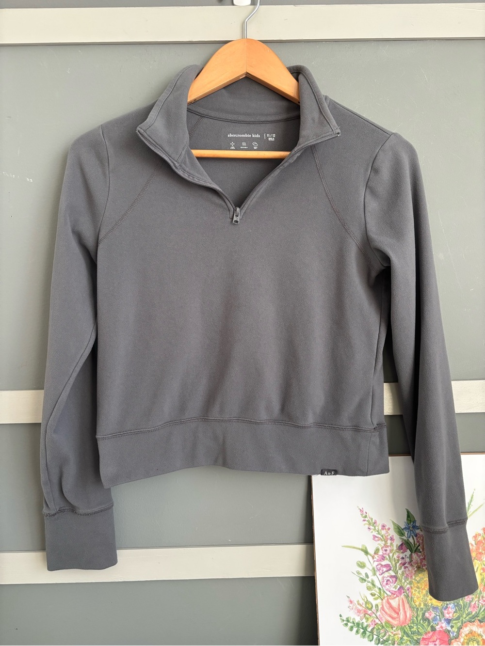 Abercrombie & Fitch Gray Quarter-Zip Fleece Pullover